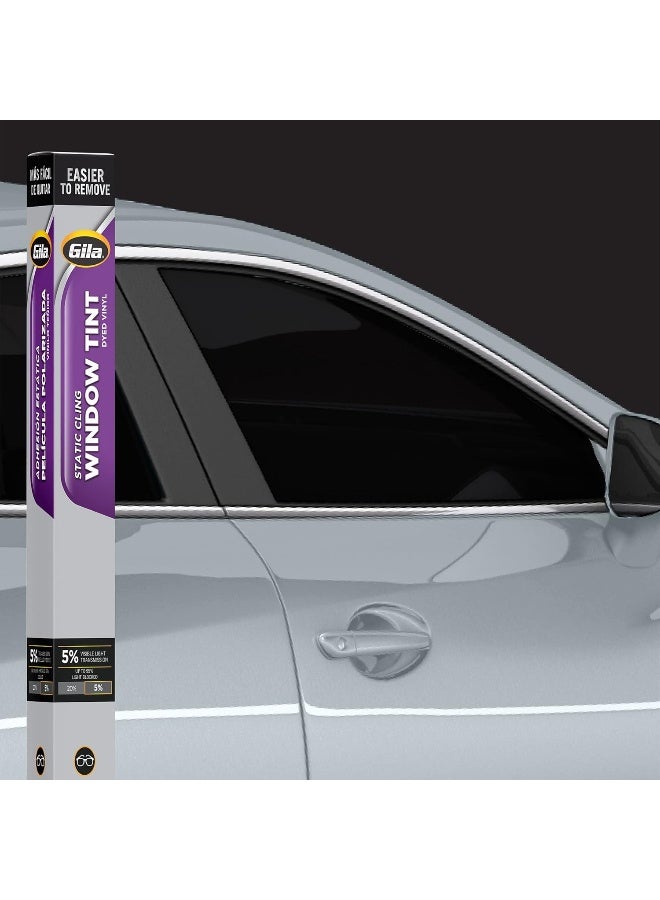 Gila Static Cling 5% VLT Automotive Window Tint DIY Easy Install Glare Control Privacy 2ft x 6.5ft (24in x 78in) - Image 1