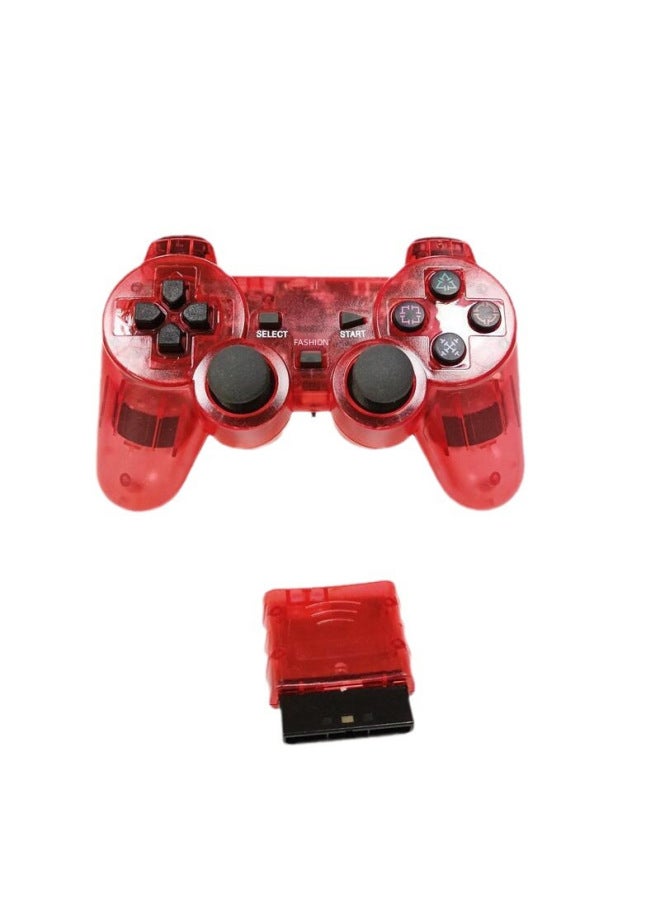 وحدة تحكم ألعاب لاسلكية P2 بمقبض شفاف ملون مزدوج الاهتزاز لجهاز PS2 المضيف مادة ABS واجهة PS/2 ملحق ألعاب - لون المنتج: White Snow Spline - Image 5