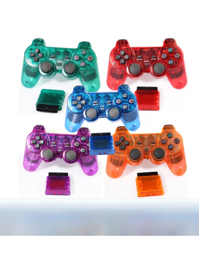 وحدة تحكم ألعاب لاسلكية P2 بمقبض شفاف ملون مزدوج الاهتزاز لجهاز PS2 المضيف مادة ABS واجهة PS/2 ملحق ألعاب - لون المنتج: White Snow Spline - Image 1