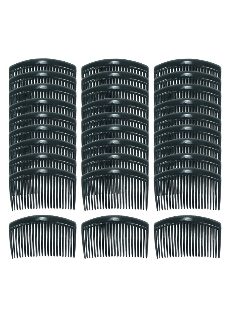 Cinaci Cinaci 30 Pack Clear White Black Brown Plastic Hair Side Combs Slide Bun Holder with 23 Teeth DIY Headpieces Clips Grips Barrettes Accessories for Women Brides Veil Black 