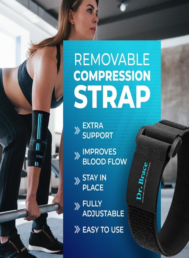 DR. BRACE® Elite Elbow Brace Support, Breathable Elbow Compression Sleeve with Gel Pad for Golfer's, Tennis Elbow & Tendonitis Treatment & Pain Relief 2024 (Black-Blue, Medium) - Image 3