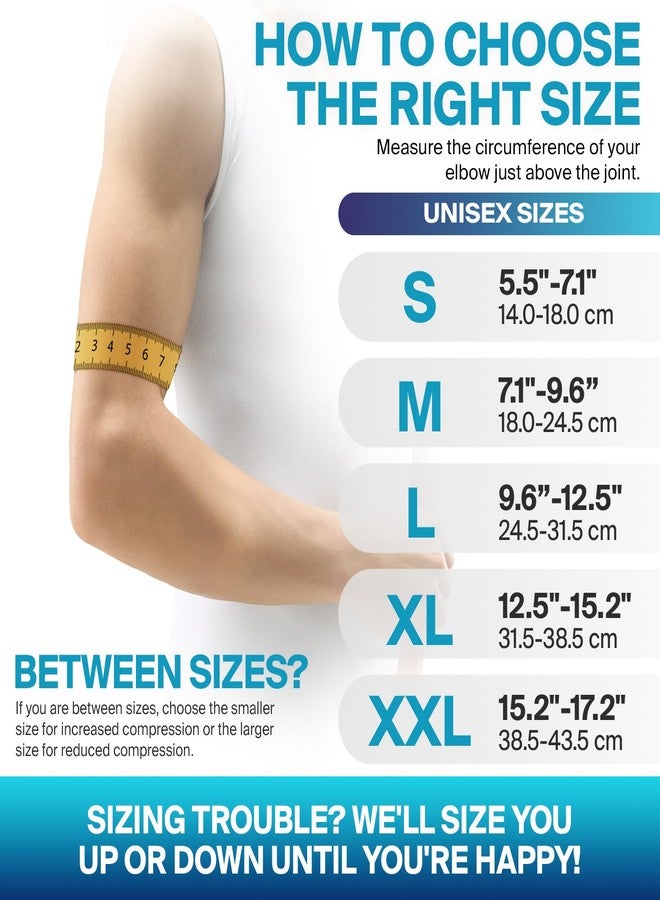 DR. BRACE® Elite Elbow Brace Support, Breathable Elbow Compression Sleeve with Gel Pad for Golfer's, Tennis Elbow & Tendonitis Treatment & Pain Relief 2024 (Black-Blue, Medium) - Image 4