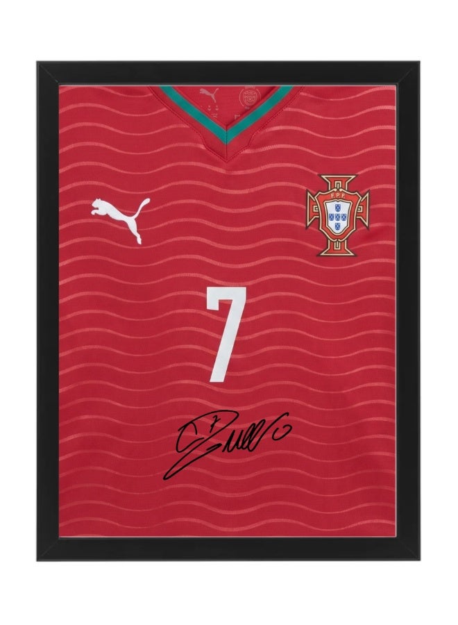 Cristiano Ronaldo Portugal Jersey #7 World Cup 2026 with Printed Autograph Framed Poster 30x40cm , Soccer Memorabilia Gift for Football Fans