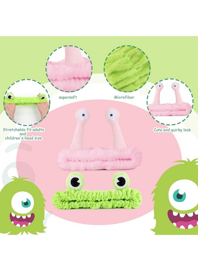 Molain 2Pcs Fog Headband Face Wash Headband Spa Hair Bands Makeup Headbands Women Cartoon Cute Coral Fleece Elastic Headband Creative Hair Accessories For Washing Face Shower Sports Beauty Skincare - Image 3