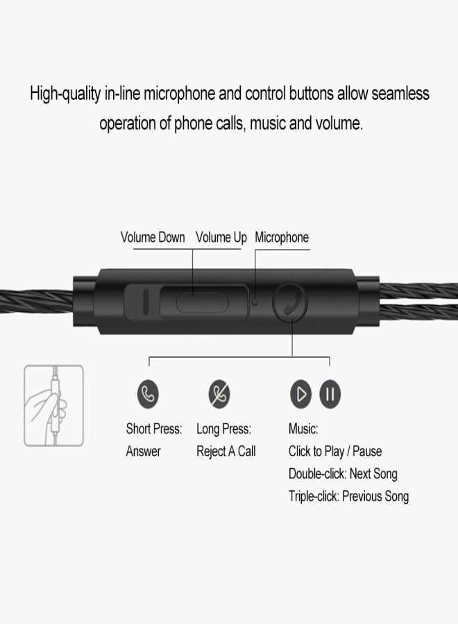 بي تي إم سماعات رأس سلكية PTM M4 داخل الأذن، مزودة بمنفذ Type-C، مصنوعة من المعدن، مع وحدة تحكم بالخط وميكروفون، متوافقة مع هواتف MI 6 / Note 3 / MIX 2 وسلسلة LE 2 / 3 - Image 3