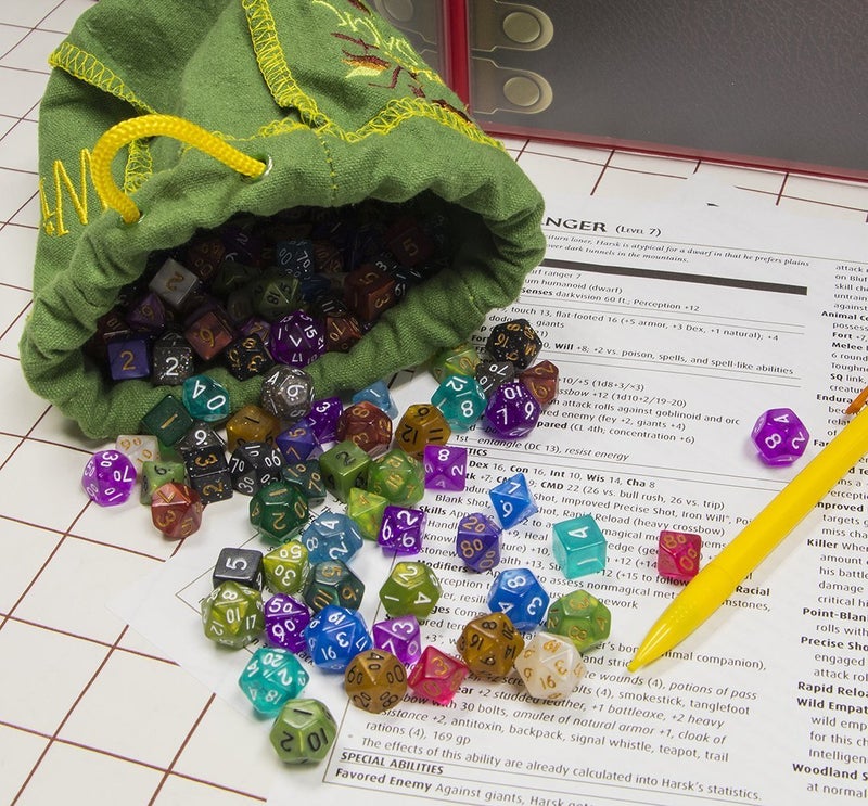 Wiz Dice Mini DND Dice Set - 140 Pieces Total (20 Sets of 7 Dice in Unique Colors) & Storage D&D Bag-Polyhedral Role Playing Dice - Perfect DND Accessories for TTRPG Dice - Hafling's Haversack - Image 5