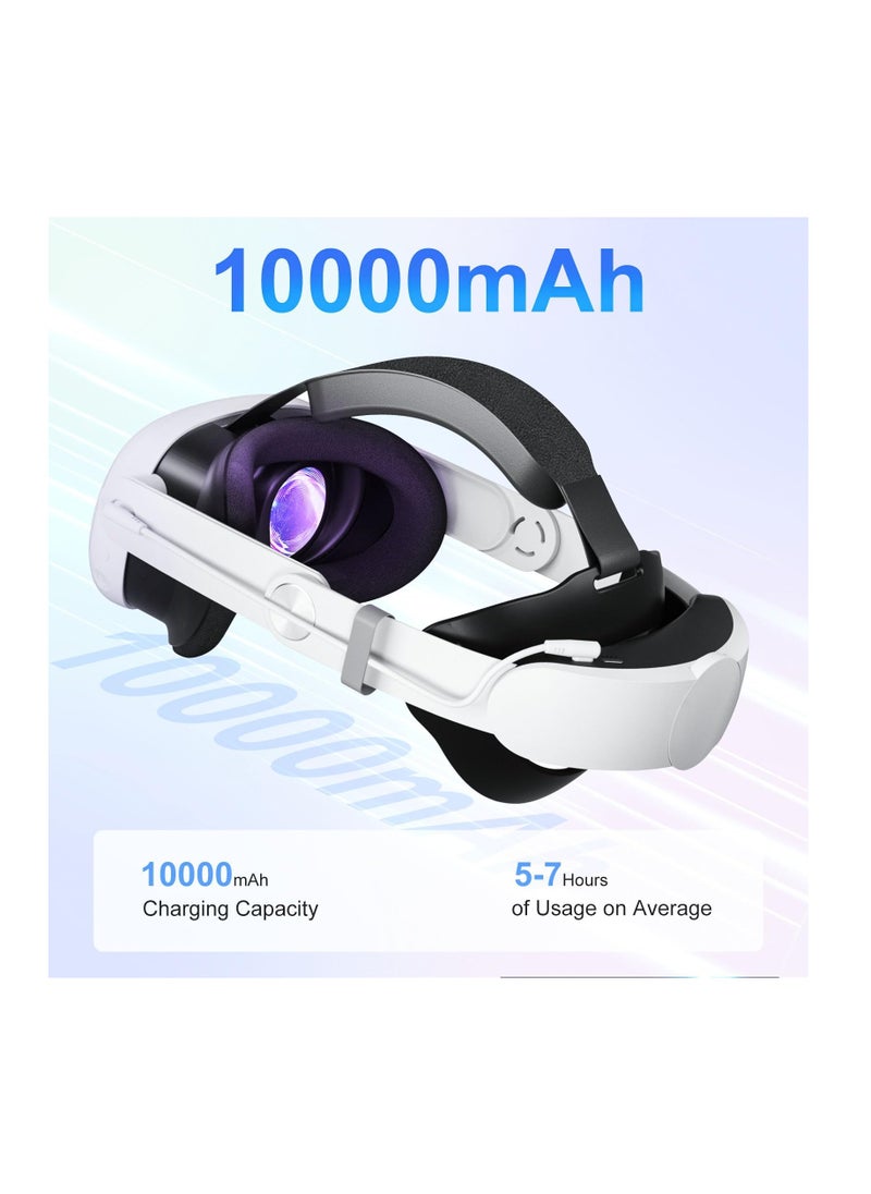 Anmi - Head Strap with Battery for Oculus Quest 3, 10000mAh Battery Pack Extend 4H Playtime, Fast Charging VR Power, Adjustable Elite Strap Replacement Accessories for Oculus/Meta Quest 3 - Image 1