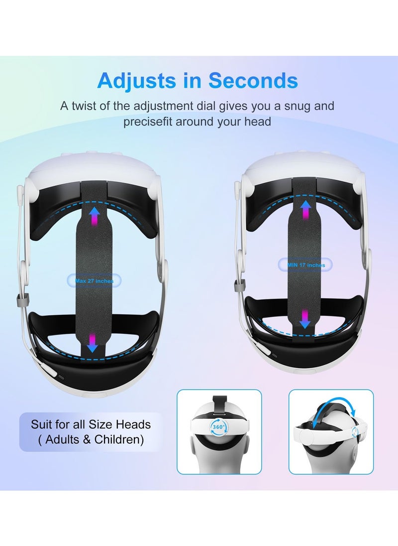 Anmi - Head Strap with Battery for Oculus Quest 3, 10000mAh Battery Pack Extend 4H Playtime, Fast Charging VR Power, Adjustable Elite Strap Replacement Accessories for Oculus/Meta Quest 3 - Image 1