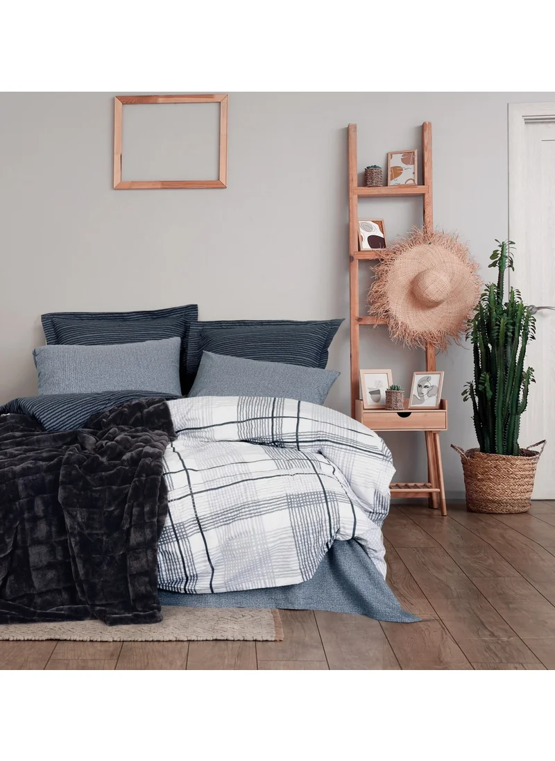 Cotton Box Double Trim Blanket Duvet Cover Set Smooth Black