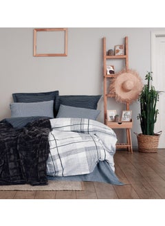 COTTON BOX طقم غطاء لحاف بغطاء مزدوج أسود ناعم  - Image 1