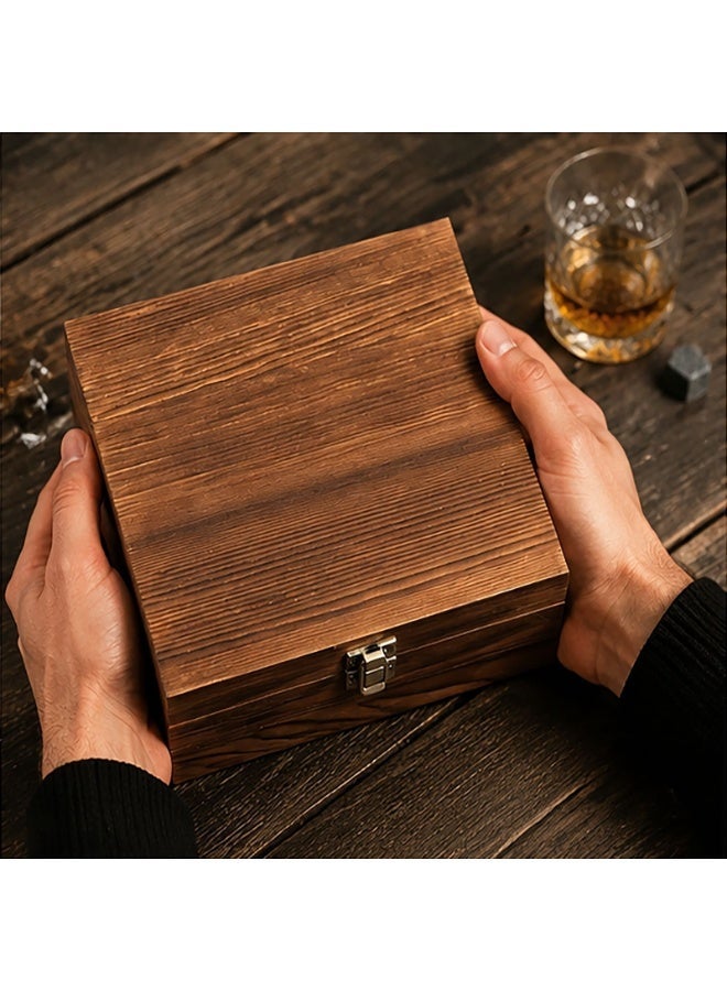 Whiskey Glass Gift Set for Men Dad - Whiskey Glass Set of 2 - Bourbon Whiskey Stones Wood Box Gift Set - Includes Crystal Whisky Glasses, Chilling Rocks, Slate Coasters for Scotch Wisky Burbon Gifts - Image 2