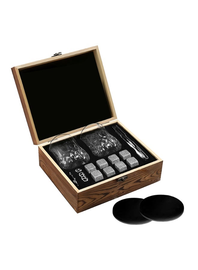 Whiskey Glass Gift Set for Men Dad - Whiskey Glass Set of 2 - Bourbon Whiskey Stones Wood Box Gift Set - Includes Crystal Whisky Glasses, Chilling Rocks, Slate Coasters for Scotch Wisky Burbon Gifts - Image 1