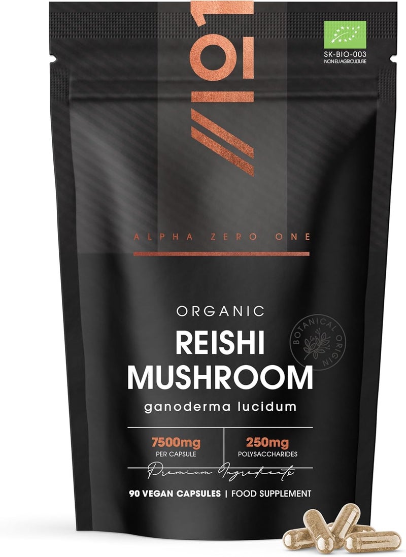 ALPHA01 Organic Reishi Mushroom 7500mg 50 Polysaccharides High Strength Extract Reishi Mushroom Supplement 90 Vegan Capsules 3 Months Supply by Alpha01 - Image 1