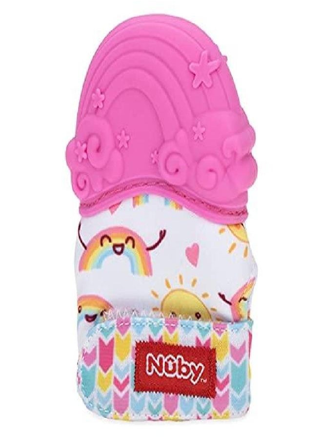 Nuby Nuby Happy Hands Silicone Teething Mitten: 3M+, Rainbow, Pink (80725)  - Image 1