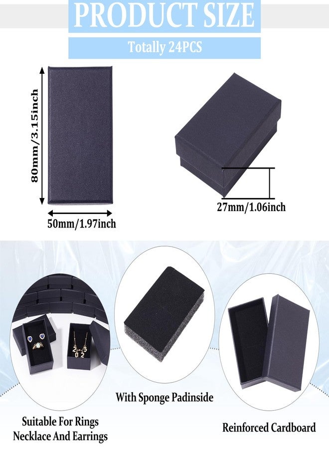 Craftdady 24pcs 3 x 2 x 1 Inch Small Gift Boxes Cardboard Jewelry Necklace Boxes Earring Pendants Boxes Black Rectangle Sponge Ring Boxes for Bracelet Jewelry Display - Image 2