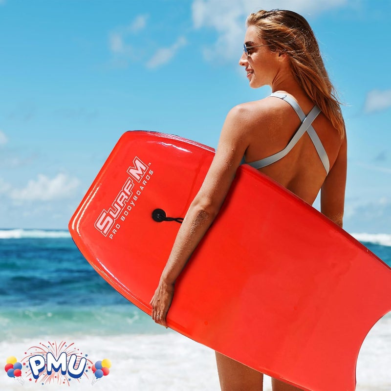 PMU 33 Inch Red Bodyboard - Lightweight Wrist Leash, Slick Bottom Boards for Beach, Sea & Pool - Surfing Board for Kids, Teens & Adults Wave Conditions Pkg/1 - Image 4