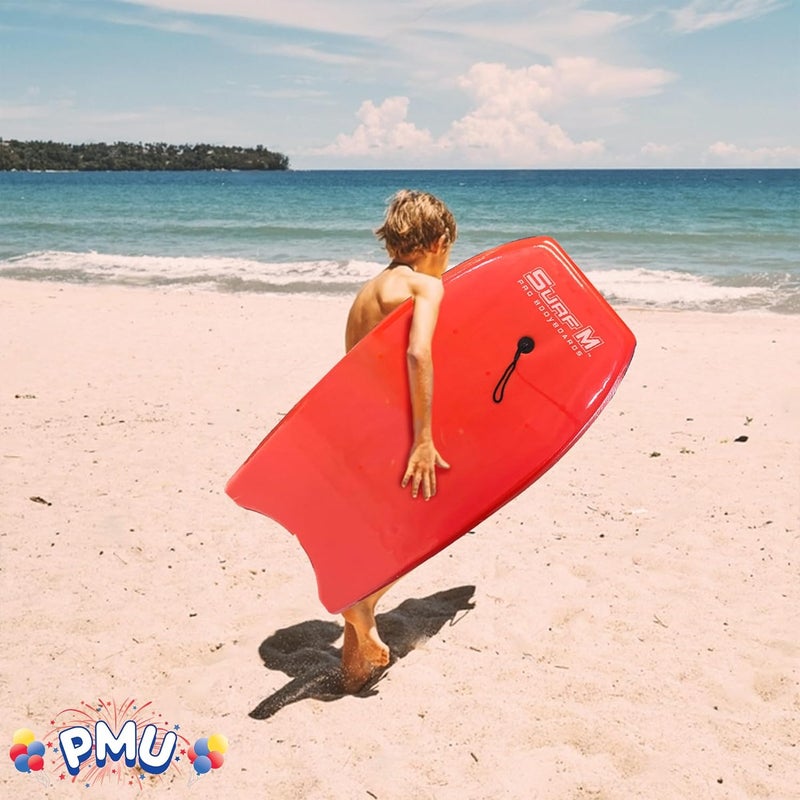 PMU 33 Inch Red Bodyboard - Lightweight Wrist Leash, Slick Bottom Boards for Beach, Sea & Pool - Surfing Board for Kids, Teens & Adults Wave Conditions Pkg/1 - Image 3