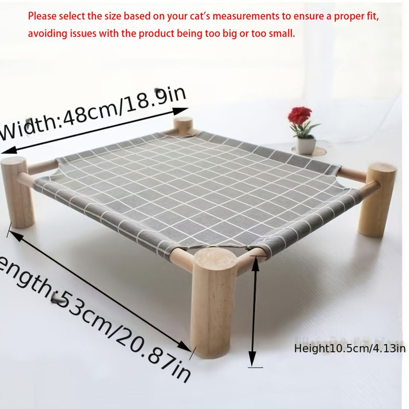 Deluxe C Cat Bed With Wooden Frame And Fabric Cover Outdoor Cooling Elevated Indoor Breathable Pet Sofa For Cats And Dogs All Seasons - Image 2