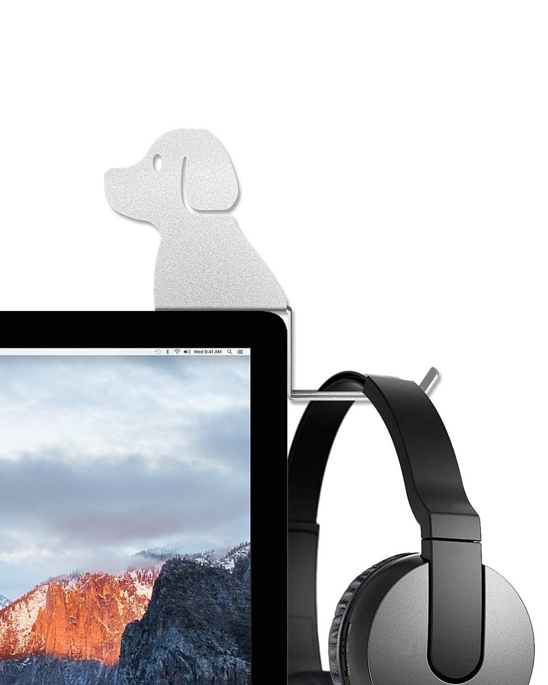 FEYRUN Monitor Stand, Puppy Tail Hook for Headphone, Saves Desk Space and Protects Headphones, Organizer Decorative Hanger for Hanging Keys Cables and More (Silvery) - Image 1