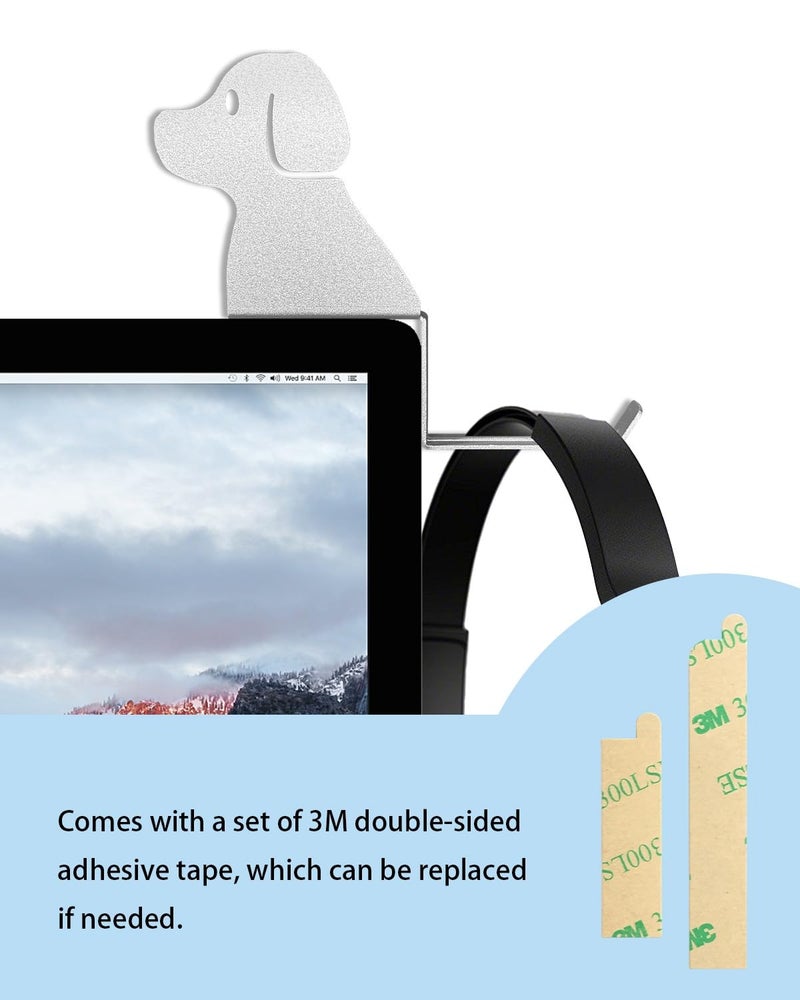 FEYRUN Monitor Stand, Puppy Tail Hook for Headphone, Saves Desk Space and Protects Headphones, Organizer Decorative Hanger for Hanging Keys Cables and More (Silvery) - Image 4