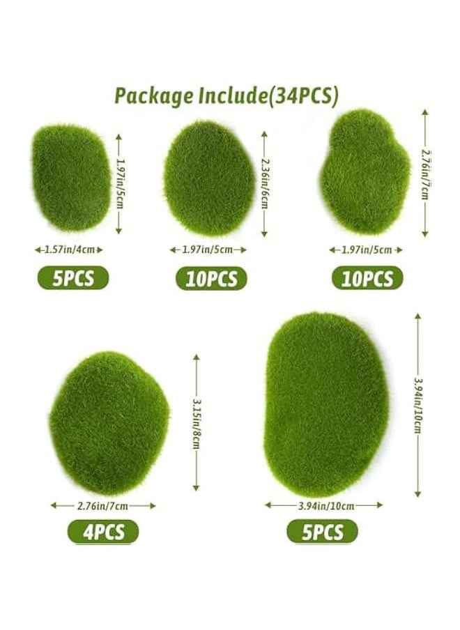 Generic 34 Pieces Artificial Moss Stone Ornaments, Artificial Moss for Flower Pots, Gardens, Glass Containers, Potted Plants, Miniature Gardens, Crafts  - Image 2