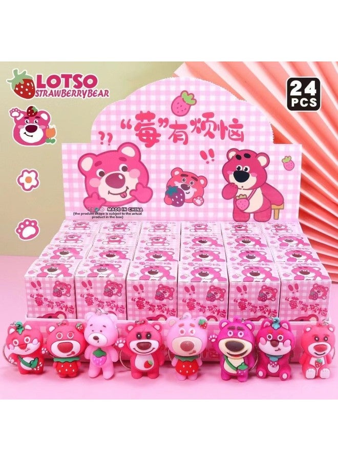 24 Box Eggs Strawberry Bear Blind Box Doll Pendant Cute Sanrio Keychain Hand Toy Prizes For Primary School Students-Color:18 Small Boxes + 6 Boxes  Doll Strawberry Bear - Image 1