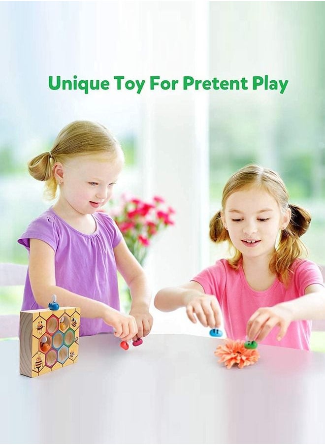 BAYBEE - Wooden Bee Catching Game Sorting Toys Puzzle for Kids Toys Wooden Toys with 7 Bees Catching Stick Board Games Early Learning Educational Baby Toys Puzzle Game Gift Toys for Kids 3+ Years - Image 1