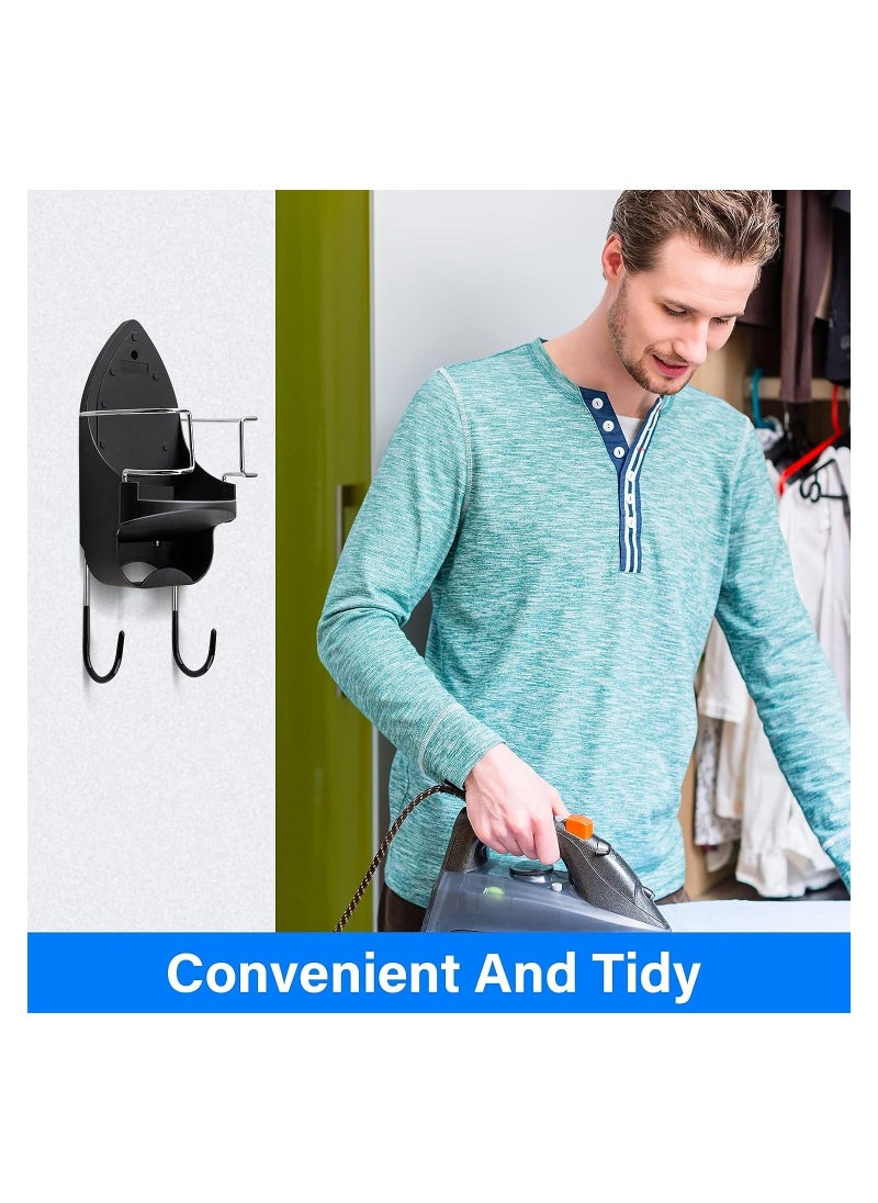 Ironing Board Hanger Wall Mount, Ironing Board Holder Organizer Wall Rack, Ironing Board Organizer, Heat Resistant Iron Holder Removable Hooks for Laundry Rooms Storage Rack Hanging Shelf Hanger - Image 2