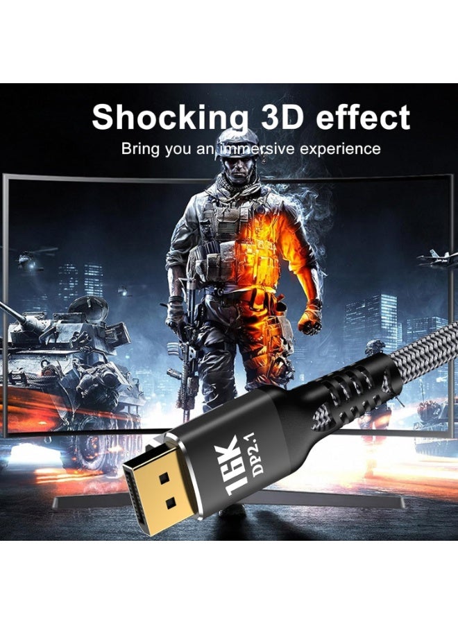 igeekwell DisplayPort Cable 2.1（DP 2.1 TO DP） 5M, 16K Display Port 2.1 2.0 Cable [16K 60Hz, 8K 120Hz, 4K 240Hz 165Hz 144Hz, 80Gbps HDR10 HDCP DSC 1.2a] Braided DP 2.1 Cord for FreeSync G-Sync Gaming Monitor(5M,1 PACK) - Image 3