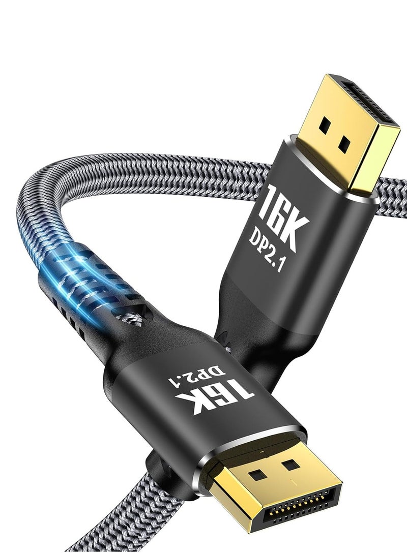 igeekwell DisplayPort Cable 2.1（DP 2.1 TO DP） 5M, 16K Display Port 2.1 2.0 Cable [16K 60Hz, 8K 120Hz, 4K 240Hz 165Hz 144Hz, 80Gbps HDR10 HDCP DSC 1.2a] Braided DP 2.1 Cord for FreeSync G-Sync Gaming Monitor(5M,1 PACK) - Image 1