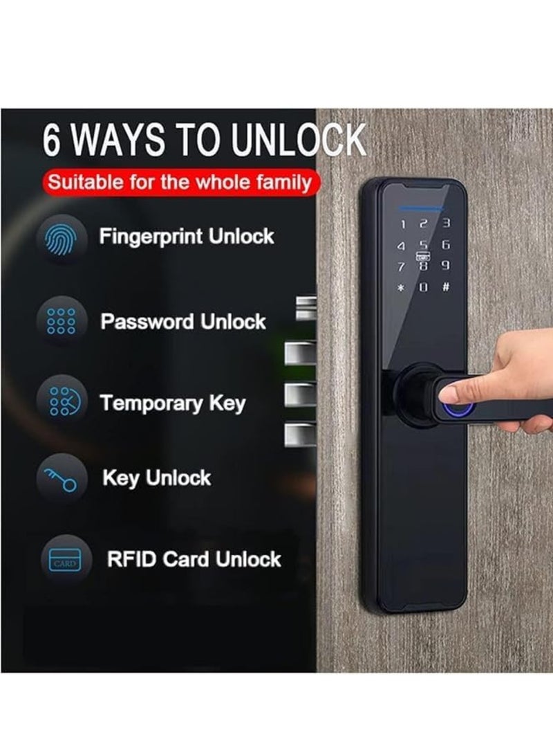 KNP KNP Electronic Smart Door Lock For Wooden Door with 5 Functions- Fingerprint, Passcode, Mobile App, Smart IC Card, Metal Key for both Indoors and Outdoors (2 YEARS WARRANTY) 10 x 15 x 10 cm  - Image 3