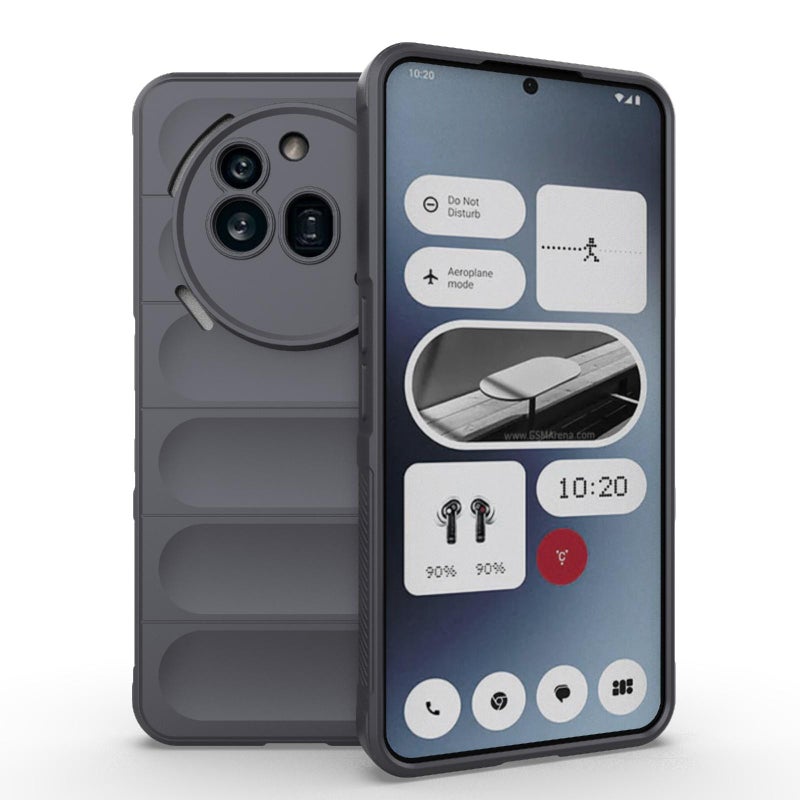 HuHa Case Cover For Nothing Phone 3a Pro Magic Shield TPU + Flannel Phone Case(Dark Grey) - Image 1