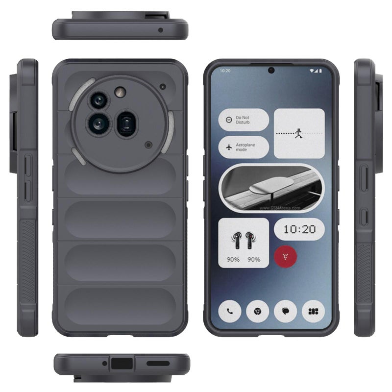 HuHa Case Cover For Nothing Phone 3a Pro Magic Shield TPU + Flannel Phone Case(Dark Grey) - Image 3