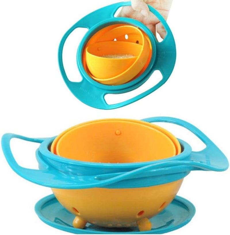 ESH7 Gyro Bowl Funny 360 Degree Rotate Spill-Proof Bowl with Lid Feeding Without Mess Toy for Toddler Baby Kids Children,Green - Image 2