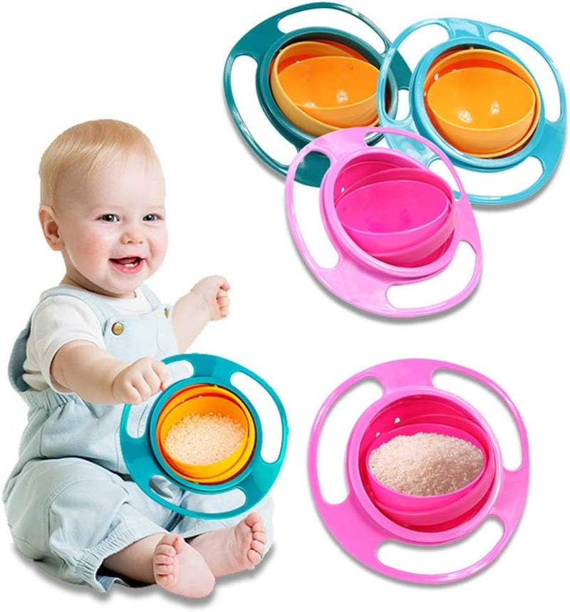 ESH7 Gyro Bowl Funny 360 Degree Rotate Spill-Proof Bowl with Lid Feeding Without Mess Toy for Toddler Baby Kids Children,Green - Image 5
