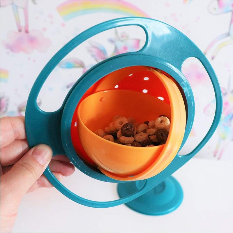 ESH7 Gyro Bowl Funny 360 Degree Rotate Spill-Proof Bowl with Lid Feeding Without Mess Toy for Toddler Baby Kids Children,Green - Image 4