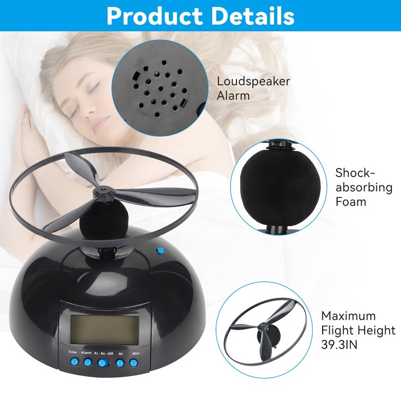 plplaaoo Flying Alarm Clock with Helicopter Propeller â€“ Moving Alarm Clock on Wheels for Heavy Sleepers, Digital LED Run Away Gadget Clock, Creative Gift for Bedroom & Office Use - Image 3