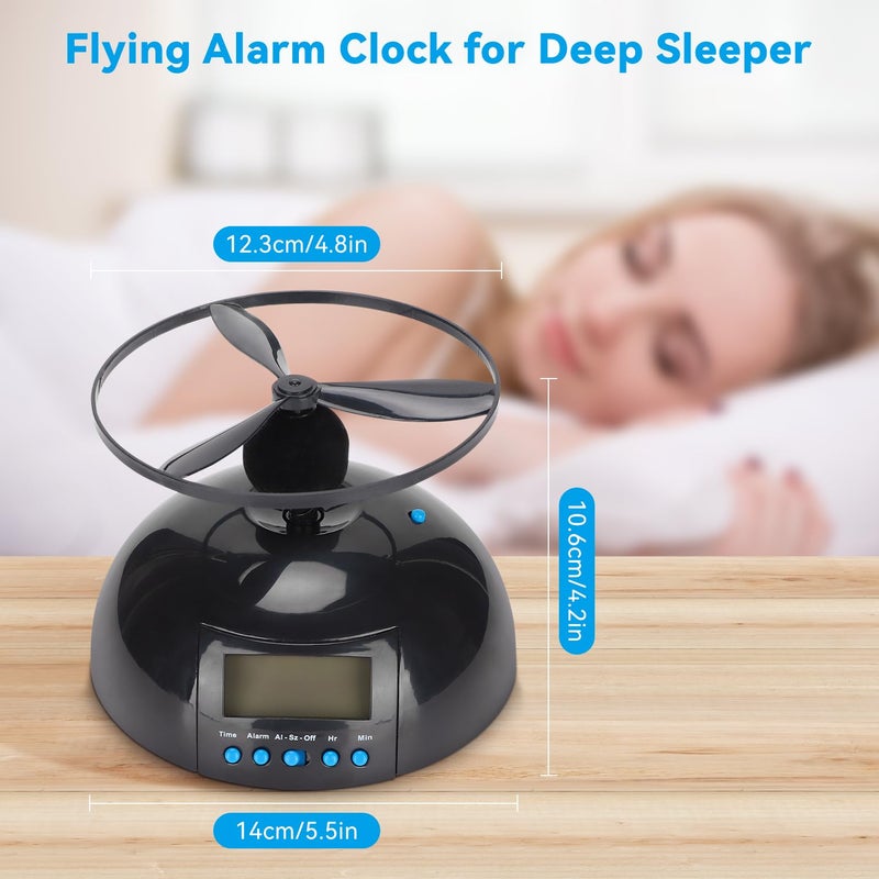 plplaaoo Flying Alarm Clock with Helicopter Propeller â€“ Moving Alarm Clock on Wheels for Heavy Sleepers, Digital LED Run Away Gadget Clock, Creative Gift for Bedroom & Office Use - Image 2