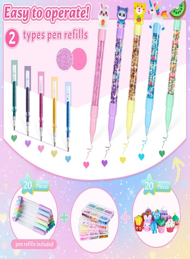 Subao 73+ DIY Glitter Gel Pens Making Kit,Pen Creator Studio,Make Your Own 20 Sparkly Colorful Pens,Creative Arts and Crafts for Kids,Birthday Christmas Gifts for Girls 5 6 7 8 9 10 11 12 Years Old - Image 2