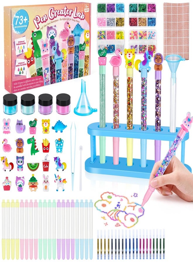 Subao 73+ DIY Glitter Gel Pens Making Kit,Pen Creator Studio,Make Your Own 20 Sparkly Colorful Pens,Creative Arts and Crafts for Kids,Birthday Christmas Gifts for Girls 5 6 7 8 9 10 11 12 Years Old - Image 1