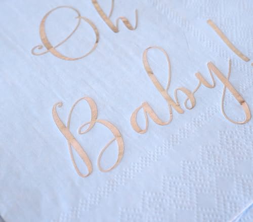 Partay Shenanigans Baby Shower Napkins - 50 Pack Disposable Paper Luncheon Cocktail Napkins with Foil "Oh Baby!" Folded 6.5"x6.5" for Boy Baby Shower Party (Blue with Silver) - Image 3