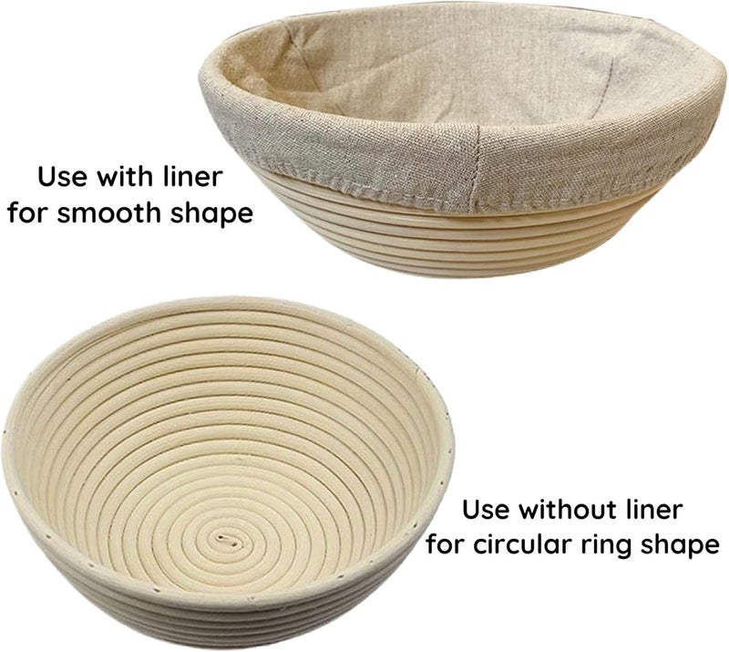RoEsha 9 Inch Round Bread Banneton Proofing Basket Set of 2 – Sourdough Proofing basket kit for Artisanal Baking – Bread Making Tools For Professional & Home Bakers (9 inch round- 2 pack) - Image 3