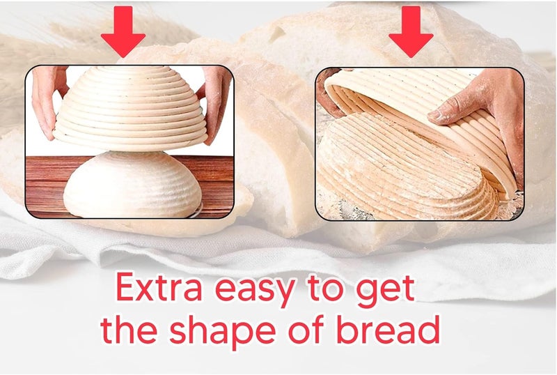 RoEsha 9 Inch Round Bread Banneton Proofing Basket Set of 2 – Sourdough Proofing basket kit for Artisanal Baking – Bread Making Tools For Professional & Home Bakers (9 inch round- 2 pack) - Image 4