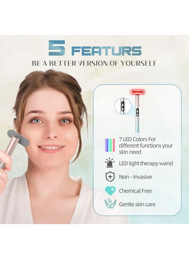 Fxtiaa Led-Face-Wand，7 in 1 LED Light Therapy Facial Red & Blue Rejuvenation Tool