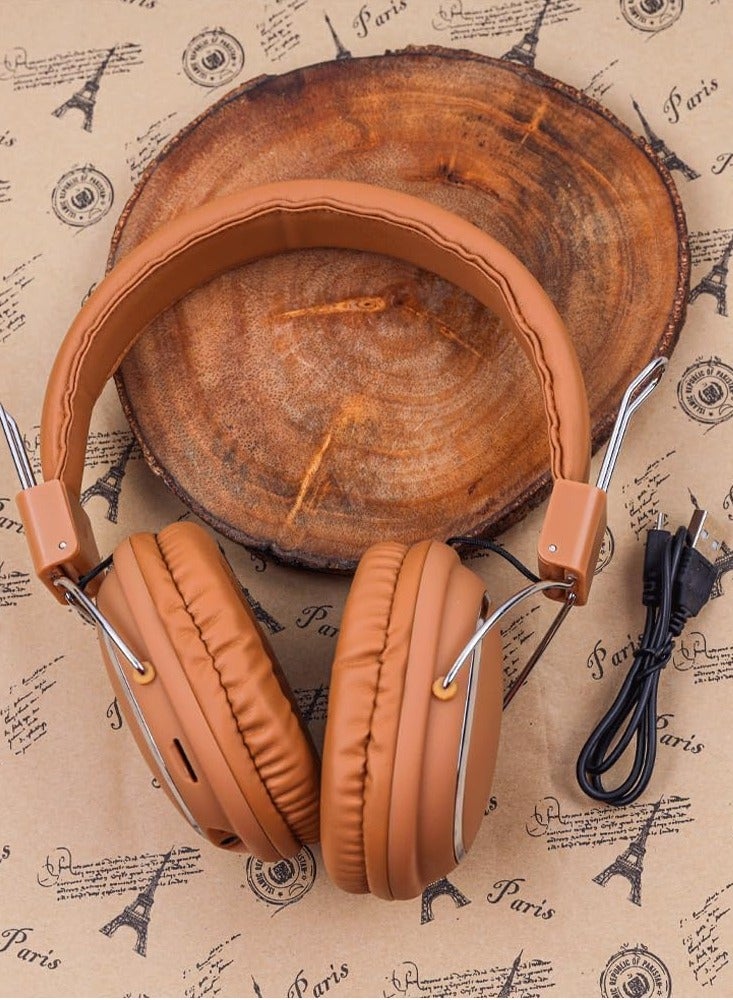 SODO SD-1004 Dual Mode "Bluetooth-FM", Wired/Wireless Headphone - Brown Caramel  - Image 2