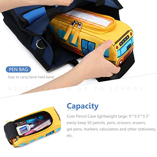 LEDAOU Cute Pencil Case for Kids Girls Boys Pencil Pouch kawaii Pen Pencil Box Bag Holder for School Students (Yellow School Bus) - Image 4