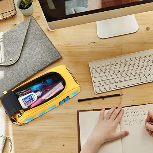 LEDAOU Cute Pencil Case for Kids Girls Boys Pencil Pouch kawaii Pen Pencil Box Bag Holder for School Students (Yellow School Bus) - Image 3