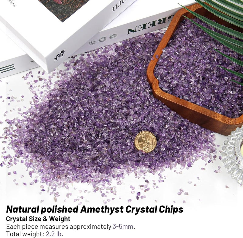 Orientrea Natural Amethyst Gemstone Aquarium Gravel 2.2 Lb – Premium Aquarium Sand & Fish Tank Gravel | Vase Filler | Rocks for Fish Tank, Aquarium Decor & Fish Tank Decorations - Image 2