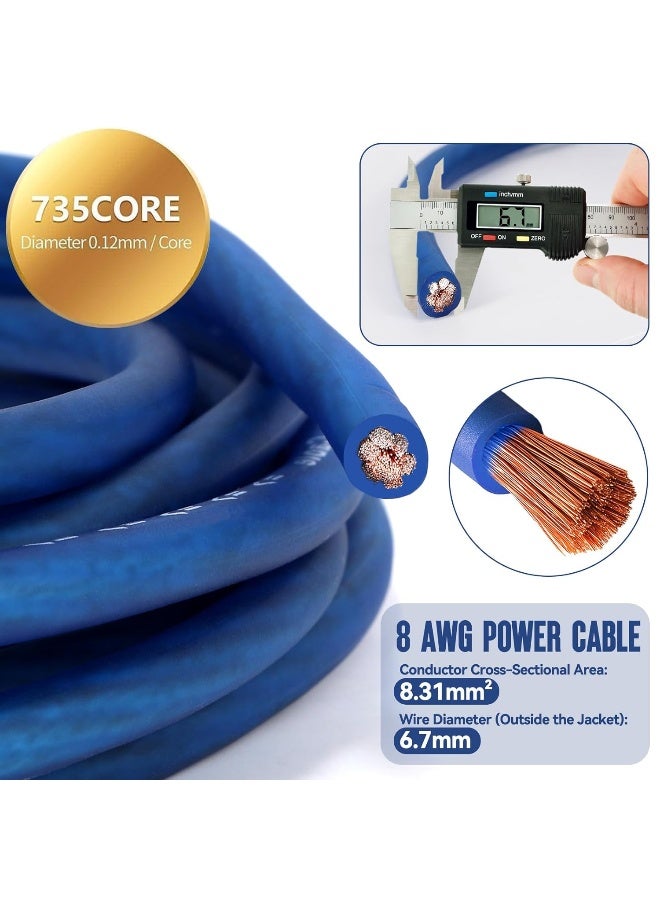 TOPSTRONGGEAR 8 Gauge Complete Amp Kit True 8 AWG Amplifier Subwoofer Installation Wiring Wire Install Cables - Image 4