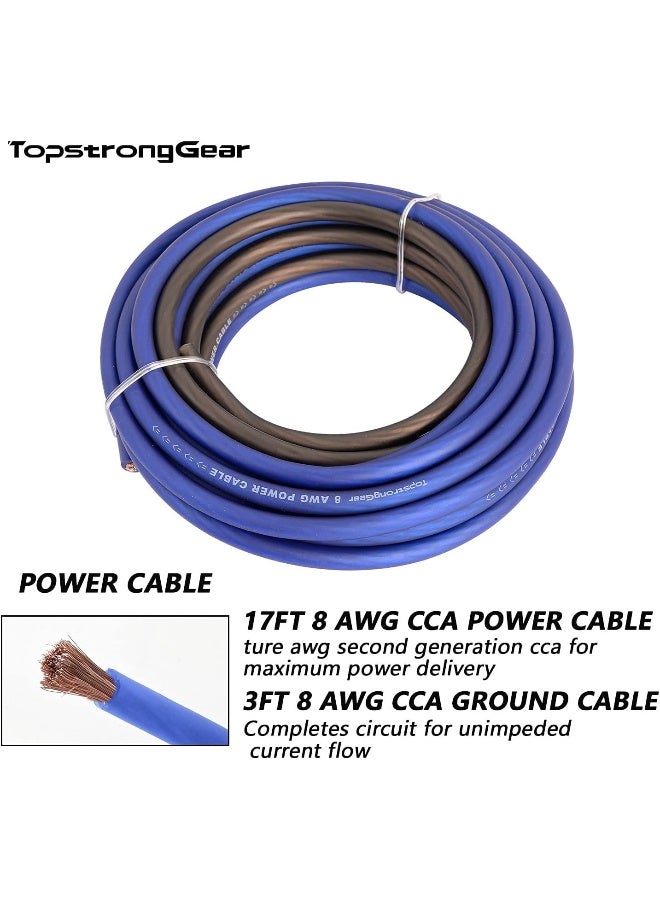 TOPSTRONGGEAR 8 Gauge Complete Amp Kit True 8 AWG Amplifier Subwoofer Installation Wiring Wire Install Cables - Image 5